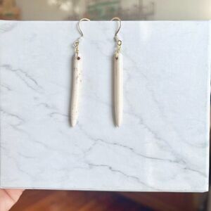 White Crystal Dagger Drop Bar Earrings
